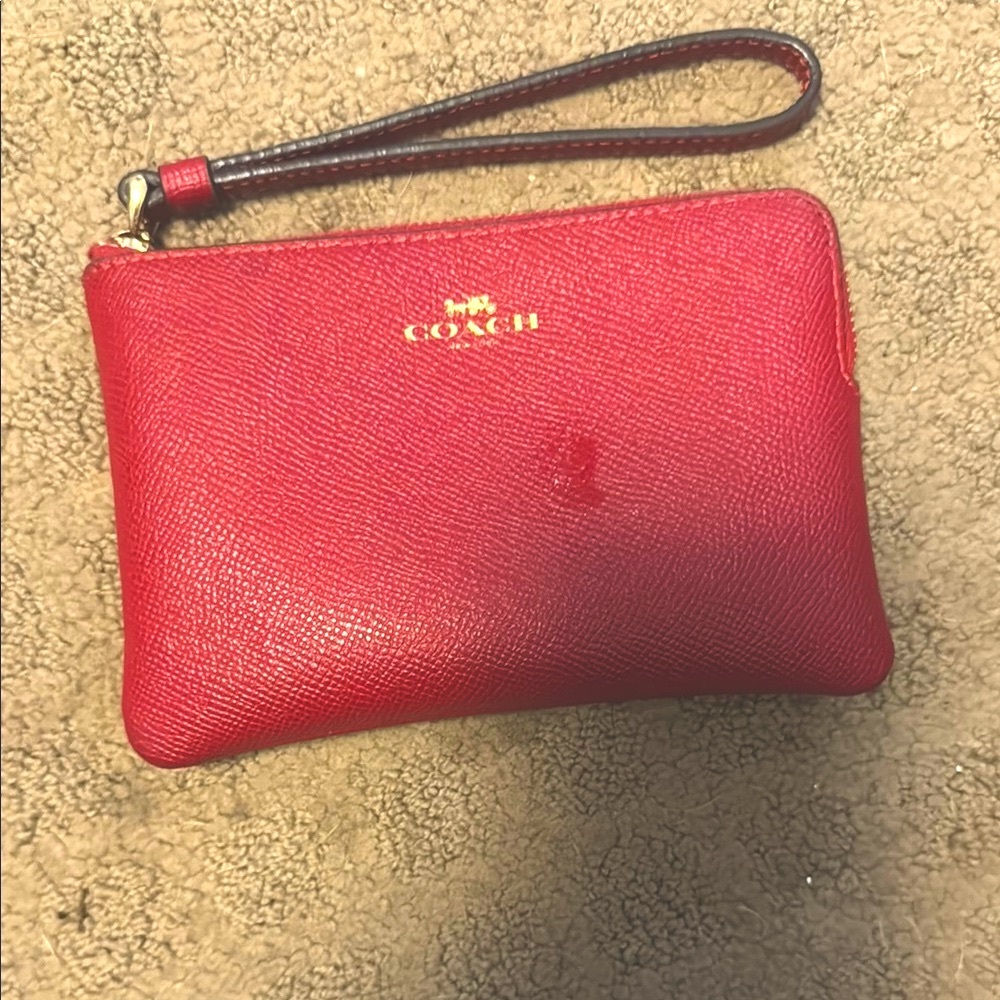 Coach Cherry Red Leather Wristlet